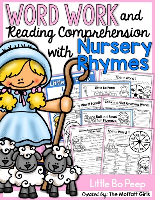 Teaching Word Work and Reading Comprehension through Nursery Rhymes! These packets are designed to build both PHONICS SKILLS AND READING COMPREHENSION with simple nursery rhymes! This packet is targeted for 1st Grade, but can also be used with high flying Kindergarteners!