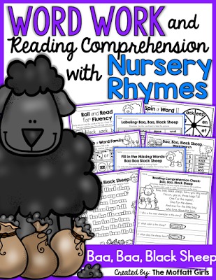 Teaching Word Work and Reading Comprehension through Nursery Rhymes! These packets are designed to build both PHONICS SKILLS AND READING COMPREHENSION with simple nursery rhymes! This packet is targeted for 1st Grade, but can also be used with high flying Kindergarteners!