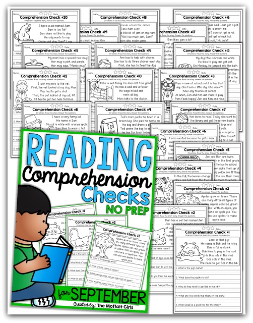 Reading Comprehension Checks for September- Build confidence in beginning and struggling readers with these short stories, while teaching students to find text evidence to support their answers.