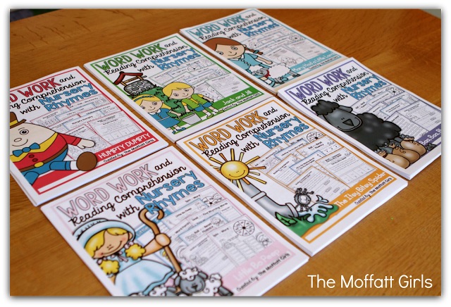 Teaching Word Work and Reading Comprehension through Nursery Rhymes! These packets are designed to build both PHONICS SKILLS AND READING COMPREHENSION with simple nursery rhymes! This packet is targeted for 1st Grade, but can also be used with high flying Kindergarteners!