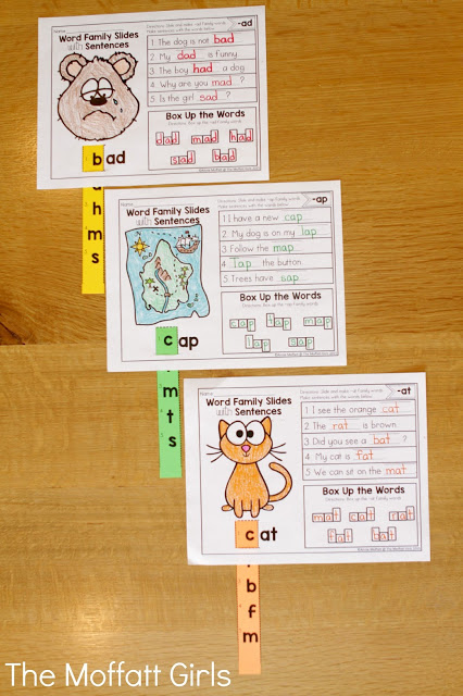 These Word Family Slides and Sentences are a GREAT way to work with 113 different word families to help with decoding, fluency and spelling for beginning and struggling readers!