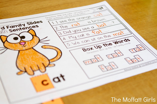 These Word Family Slides and Sentences are a GREAT way to work with 113 different word families to help with decoding, fluency and spelling for beginning and struggling readers!