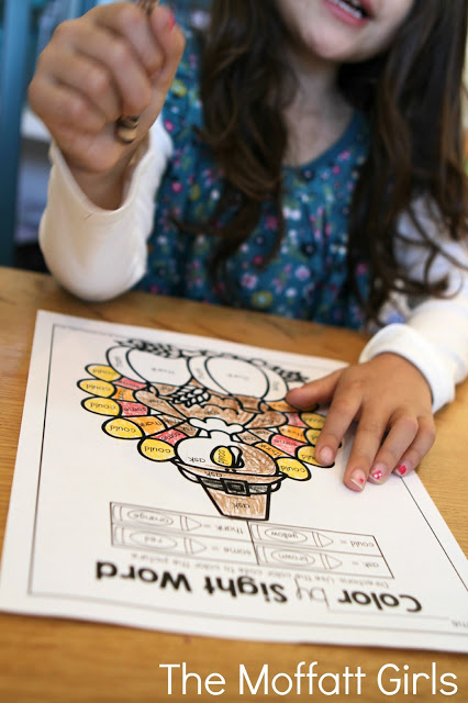 November NO PREP Packet (1st Grade) in action! Teach addition, subtraction, sight words, phonics, grammar, handwriting and so much more with the November NO PREP Packet for First Grade!