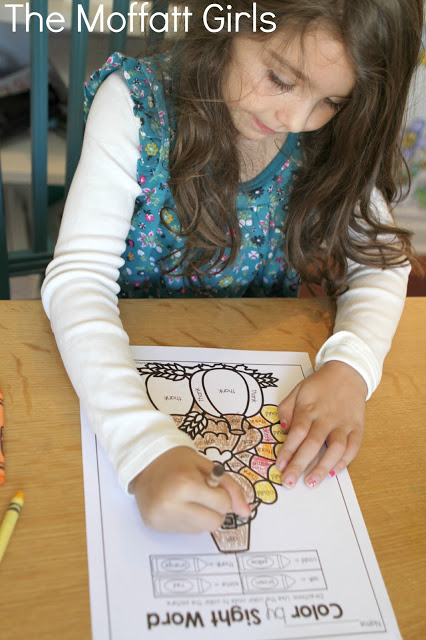 November NO PREP Packet (1st Grade) in action! Teach addition, subtraction, sight words, phonics, grammar, handwriting and so much more with the November NO PREP Packet for First Grade!