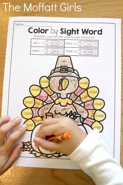 November NO PREP Packet (1st Grade) in action! Teach addition, subtraction, sight words, phonics, grammar, handwriting and so much more with the November NO PREP Packet for First Grade!