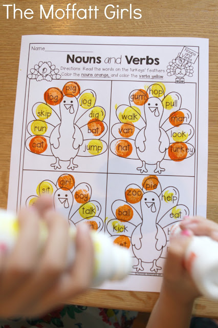 November NO PREP Packet (1st Grade) in action! Teach addition, subtraction, sight words, phonics, grammar, handwriting and so much more with the November NO PREP Packet for First Grade!