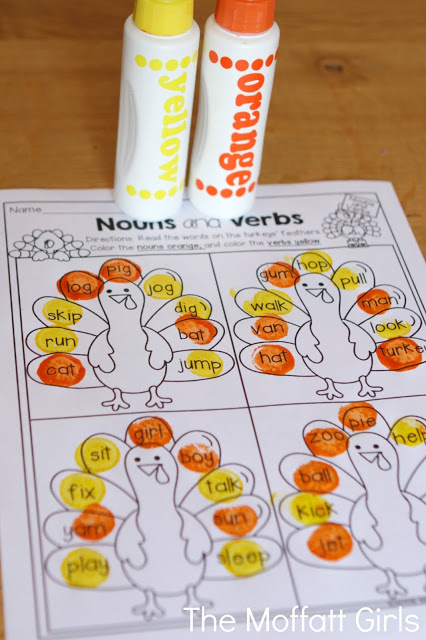 November NO PREP Packet (1st Grade) in action! Teach addition, subtraction, sight words, phonics, grammar, handwriting and so much more with the November NO PREP Packet for First Grade!