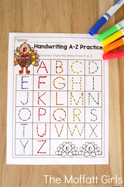 November NO PREP Packet (Preschool) in action! Teach number concepts, colors, shapes, letters, phonics and so much more with the November NO PREP Packet for Preschool!