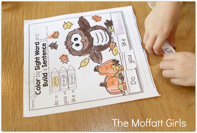 November NO PREP Packet (Kindergarten) in action! Teach basic addition, subtraction, sight words, phonics, letters, handwriting and so much more with the November NO PREP Packet for Kindergarten!