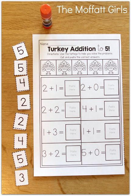 November NO PREP Packet (Kindergarten) in action! Teach basic addition, subtraction, sight words, phonics, letters, handwriting and so much more with the November NO PREP Packet for Kindergarten!