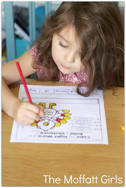 November NO PREP Packet (Kindergarten) in action! Teach basic addition, subtraction, sight words, phonics, letters, handwriting and so much more with the November NO PREP Packet for Kindergarten!