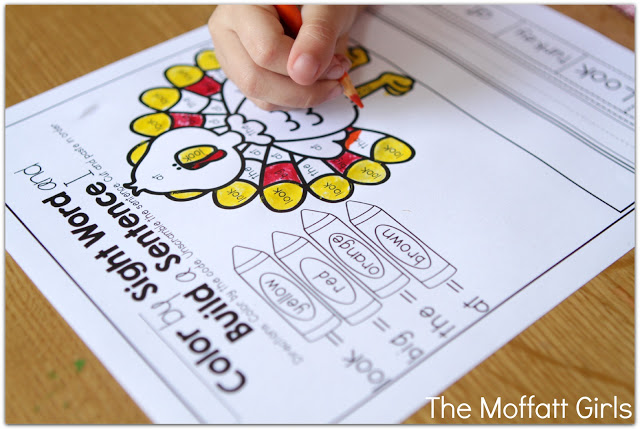November NO PREP Packet (Kindergarten) in action! Teach basic addition, subtraction, sight words, phonics, letters, handwriting and so much more with the November NO PREP Packet for Kindergarten!