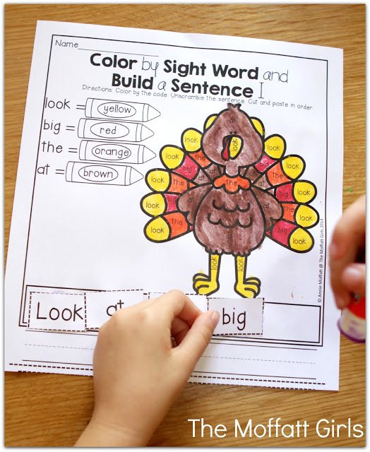November NO PREP Packet (Kindergarten) in action! Teach basic addition, subtraction, sight words, phonics, letters, handwriting and so much more with the November NO PREP Packet for Kindergarten!