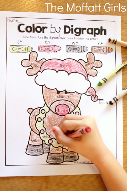 Teach addition, subtraction, sight words, phonics, grammar, handwriting and so much more with the December NO PREP Packet for First Grade!