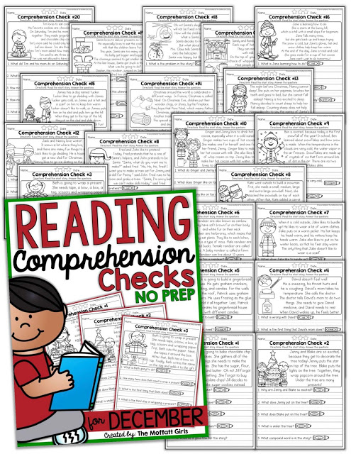 Reading Comprehension Checks for December- Build confidence in beginning and struggling readers with these short stories, while teaching students to find text evidence to support their answers.