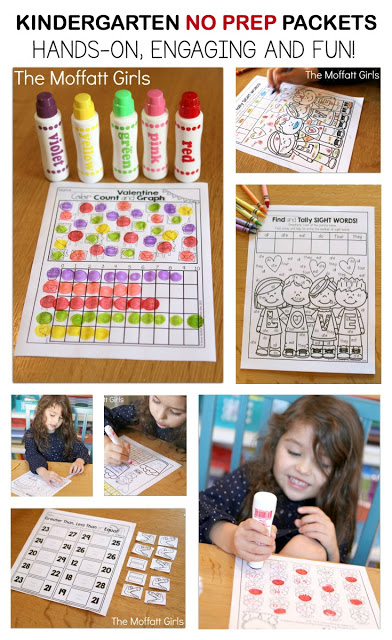 February NO PREP Packet (Kindergarten)! Teach basic addition, subtraction, sight words, phonics, letters, handwriting and so much more with the February NO PREP Packet for Kindergarten!