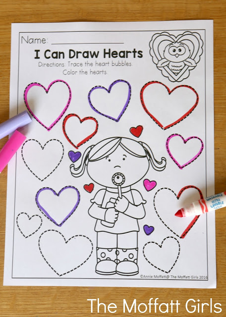 February NO PREP Packet (Preschool) in action! Teach number concepts, colors, shapes, letters, phonics and so much more with the February NO PREP Packet for Preschool!
