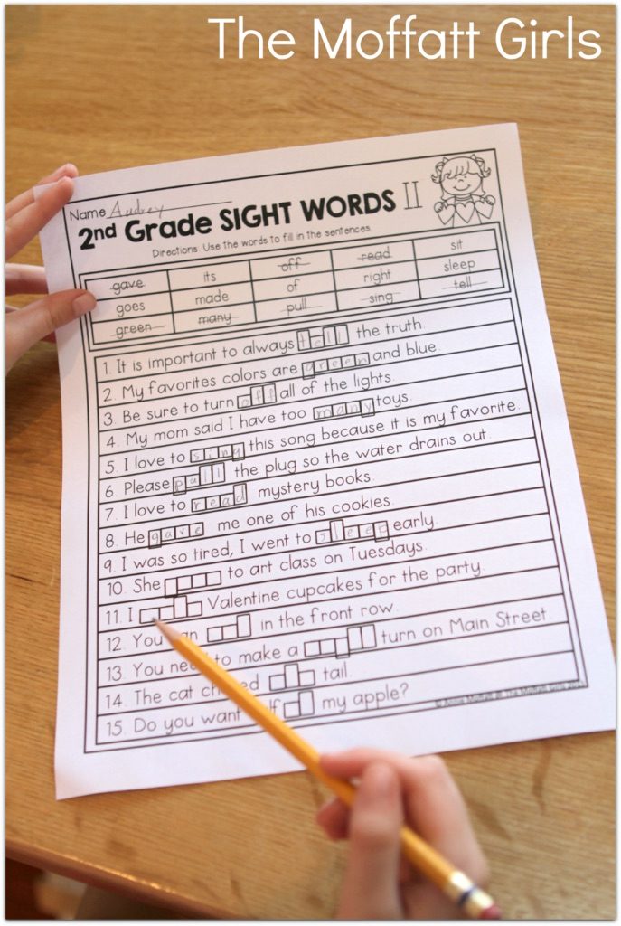 February NO PREP Packet (2nd Grade) in action! Teach basic math operations, sight words, phonics, grammar, handwriting and so much more with the February NO PREP Packet for Second Grade!