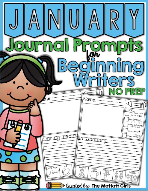 Journal Prompts for January- These 20 journal prompts include I Can statements to build writing skills and a picture dictionary to spark the imagination. Perfect for beginning writers.
