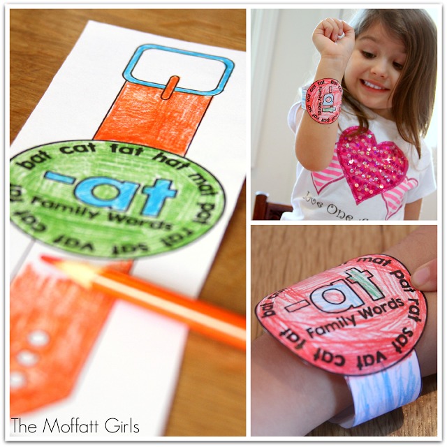 CVC Word Family Watches- These wearable watches help build fluency in beginning readers in a fun way!