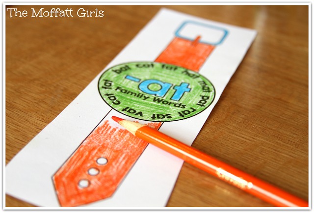CVC Word Family Watches- These wearable watches help build fluency in beginning readers in a fun way!