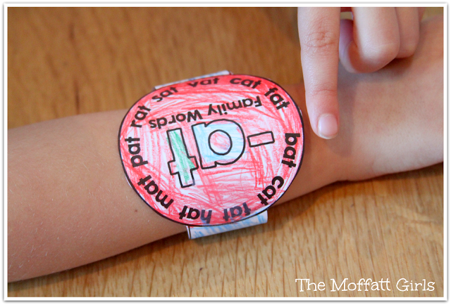 CVC Word Family Watches- These wearable watches help build fluency in beginning readers in a fun way!