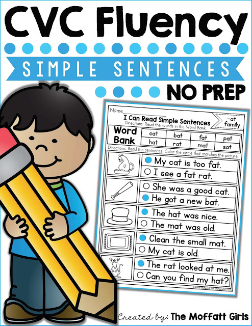 CVC Fluency: Simple Sentences- Read the simple sentences and decide which one matches the picture. Perfect for building reading comprehension in beginning readers!