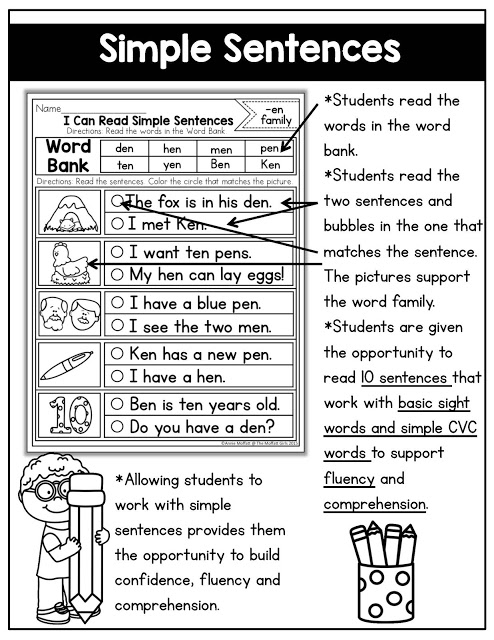 CVC Fluency: Simple Sentences- Read the simple sentences and decide which one matches the picture. Perfect for building reading comprehension in beginning readers!