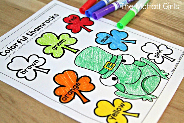 March NO PREP Packet (Preschool) in action! Teach number concepts, colors, shapes, letters, phonics and so much more with the March NO PREP Packet for Preschool!