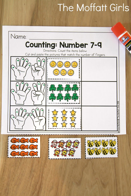 March NO PREP Packet (Preschool) in action! Teach number concepts, colors, shapes, letters, phonics and so much more with the March NO PREP Packet for Preschool!