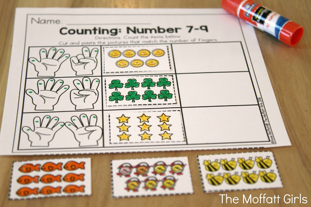 March NO PREP Packet (Preschool) in action! Teach number concepts, colors, shapes, letters, phonics and so much more with the March NO PREP Packet for Preschool!