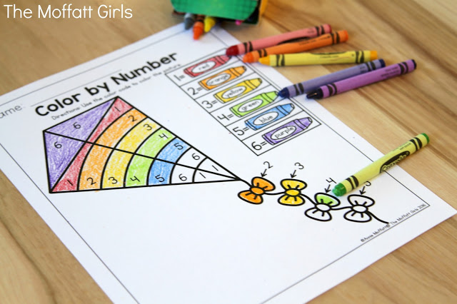 March NO PREP Packet (Preschool) in action! Teach number concepts, colors, shapes, letters, phonics and so much more with the March NO PREP Packet for Preschool!