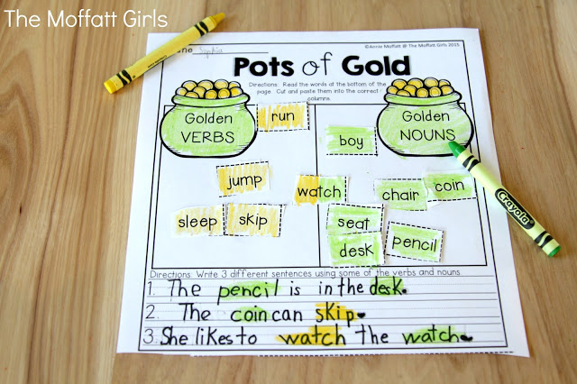 March NO PREP Packet (1st Grade) in action! Teach addition, subtraction, sight words, phonics, grammar, handwriting and so much more with the March NO PREP Packet for First Grade!
