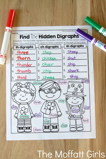 March NO PREP Packet (1st Grade) in action! Teach addition, subtraction, sight words, phonics, grammar, handwriting and so much more with the March NO PREP Packet for First Grade!