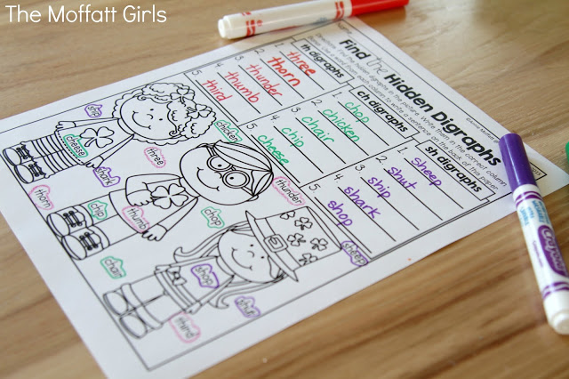 March NO PREP Packet (1st Grade) in action! Teach addition, subtraction, sight words, phonics, grammar, handwriting and so much more with the March NO PREP Packet for First Grade!
