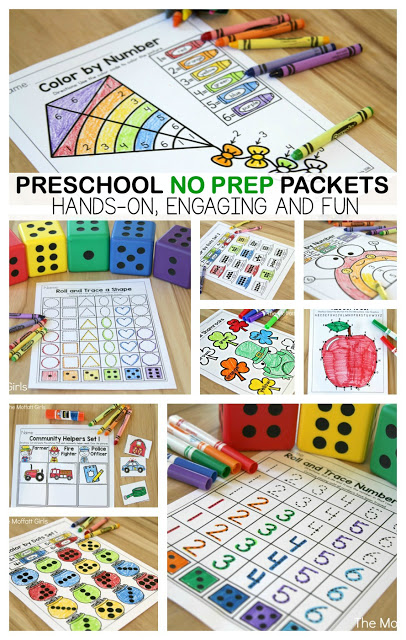 March NO PREP Packet (Preschool)! Teach number concepts, colors, shapes, letters, phonics and so much more with the March NO PREP Packet for Preschool!