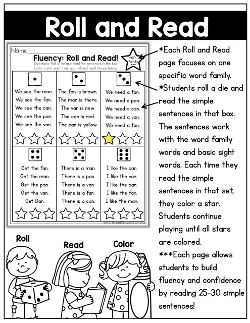 CVC Fluency: Roll and Read- Build fluency in beginning readers with this fun dice game!