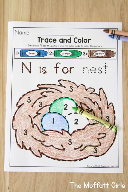 Teach number concepts, colors, shapes, letters, phonics and so much more with the April NO PREP Packet for Preschool!