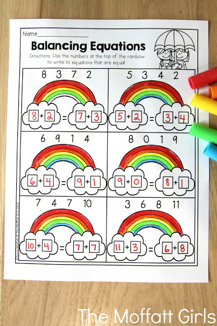 Teach addition, subtraction, sight words, phonics, grammar, handwriting and so much more with the April NO PREP Packet for First Grade!