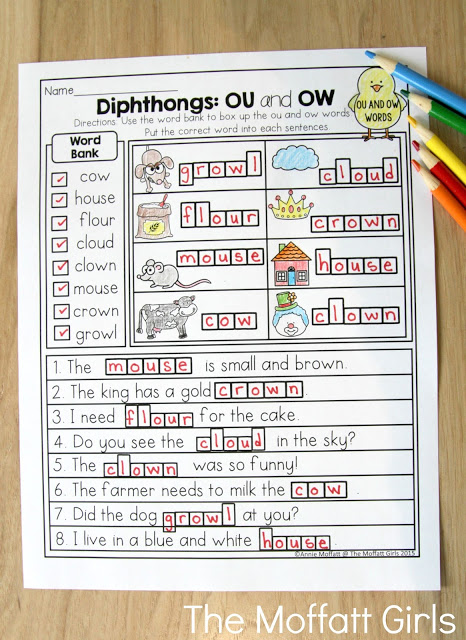 Teach addition, subtraction, sight words, phonics, grammar, handwriting and so much more with the April NO PREP Packet for First Grade!