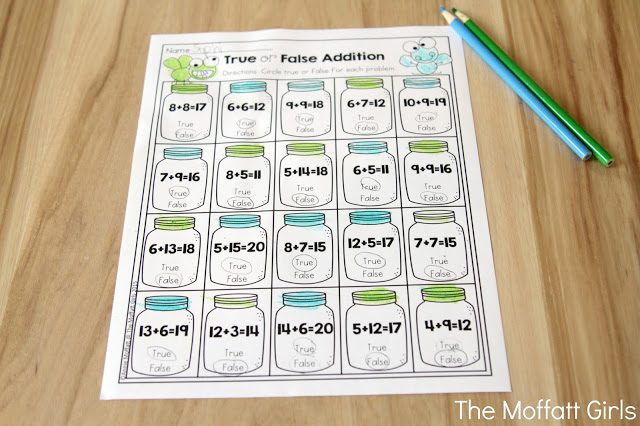 Teach addition, subtraction, sight words, phonics, grammar, handwriting and so much more with the April NO PREP Packet for First Grade!