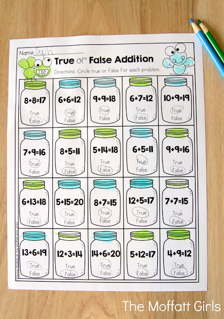 Teach addition, subtraction, sight words, phonics, grammar, handwriting and so much more with the April NO PREP Packet for First Grade!