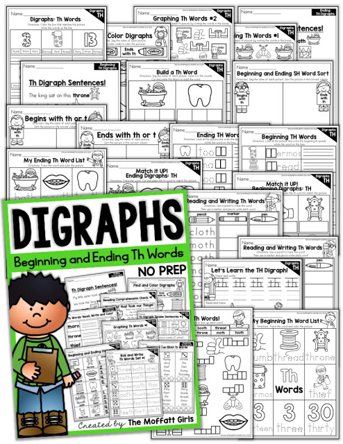 Digraphs can be tricky for struggling readers, and it's important for readers to learn how to identify digraphs early on. These activities cover both beginning and ending digraphs!