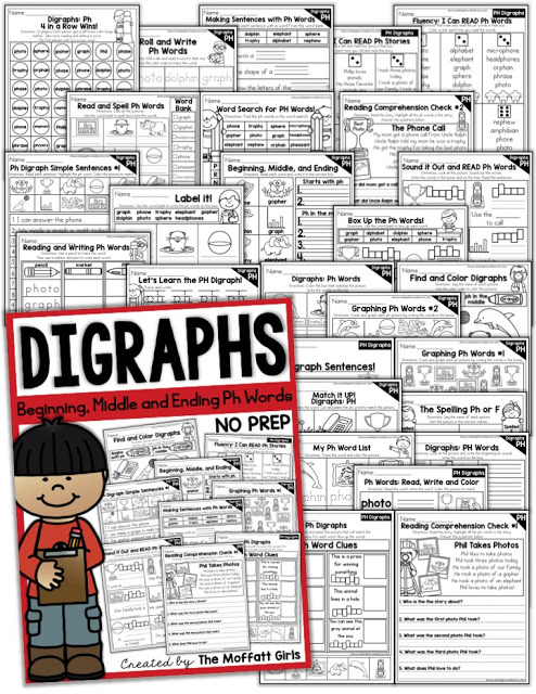 Digraphs can be tricky for struggling readers, and it's important for readers to learn how to identify digraphs early on. These activities cover both beginning and ending digraphs!