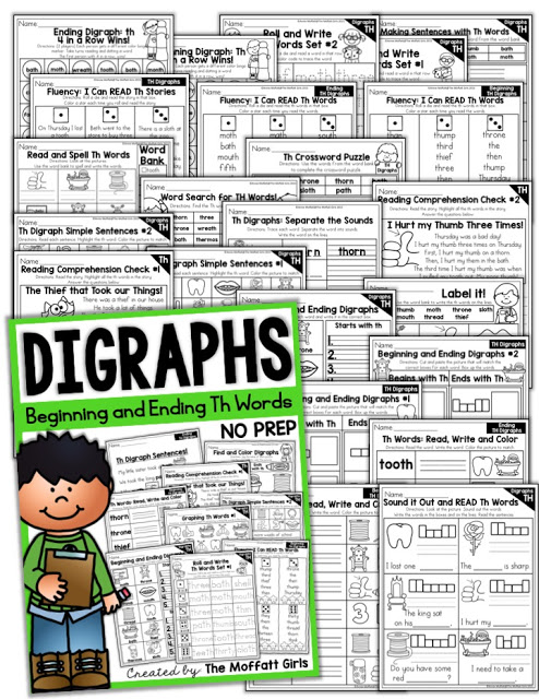 Digraphs can be tricky for struggling readers, and it's important for readers to learn how to identify digraphs early on. These activities cover both beginning and ending digraphs!