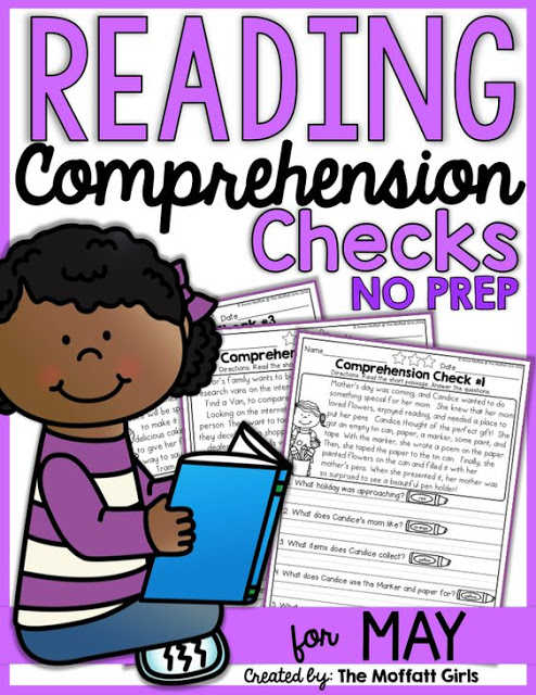 Reading Comprehension Checks for May- Build confidence in beginning and struggling readers with these short stories, while teaching students to find text evidence to support their answers.