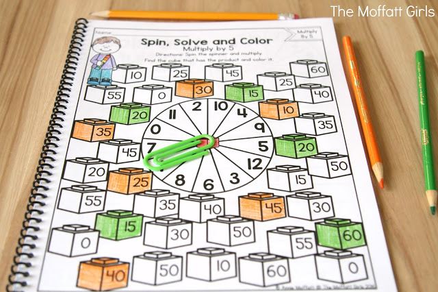Why can't practicing multiplication facts be fun? Turn math into a game and have your students multiply with the Spin, Solve and Color NO PREP Packet!