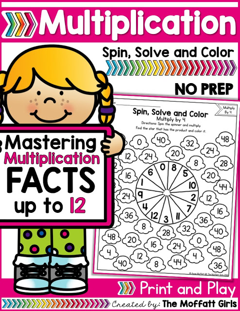 Why can't practicing multiplication facts be fun? Turn math into a game and have your students multiply with the Spin, Solve and Color NO PREP Packet!