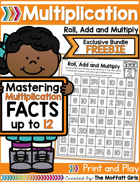Why can't practicing multiplication facts be fun? Turn math into a game and let your students practice with this exclusive bundle freebie, the Multiplication Roll, Add and Multiply NO PREP Packet.