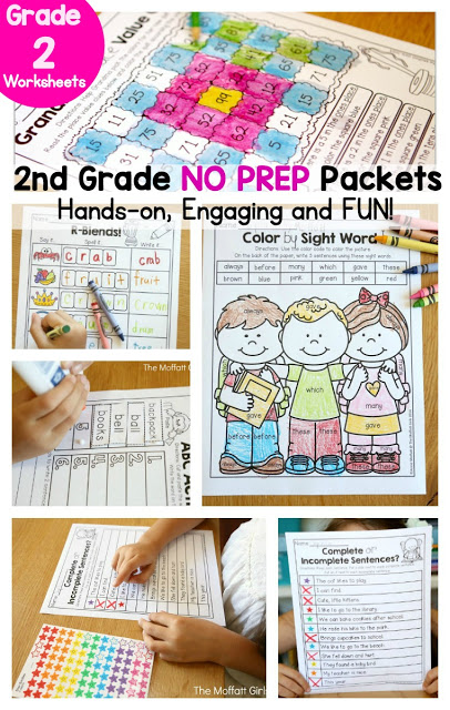 September NO PREP Math and Literacy Packet (2nd Grade)! Teach basic math operations, sight words, phonics, grammar, handwriting and so much more with the September NO PREP Packet for Second Grade!